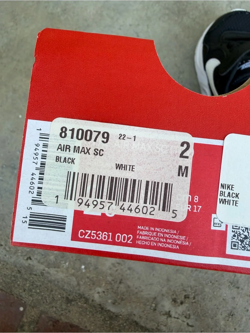 Nike Air Max SC Baby Size 2